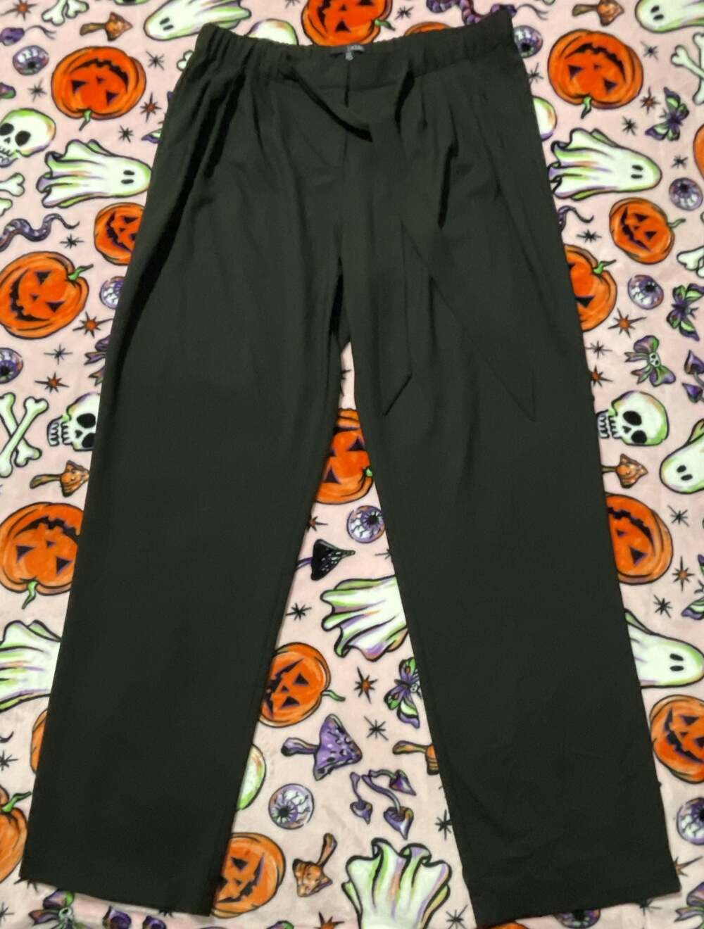 Ladakh Black Office professional Workwear HighWaisted Elastic Tie Waist Wide Leg